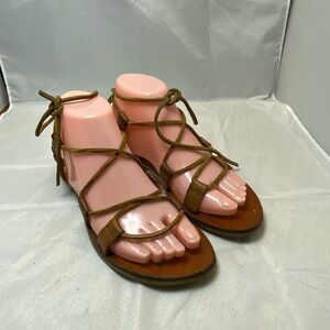 & Other Stories Brown Leather Lace Up Gladiator Sandals 38